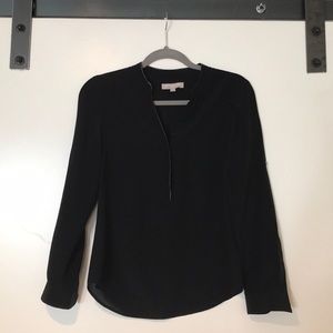 Banana Republic Leather Trimmed Silk Blouse XS